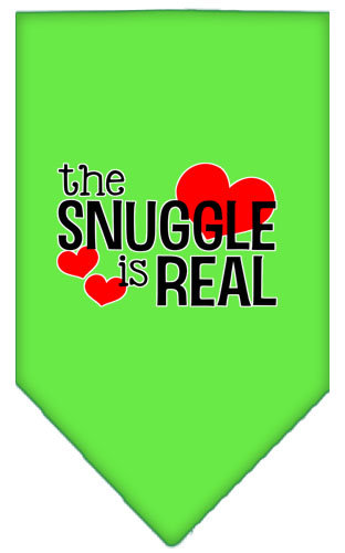 The Snuggle is Real Screen Print Bandana Lime Green Small